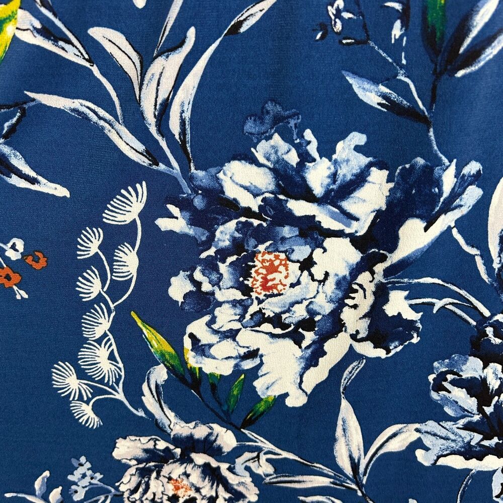 White House Black Market Blue WHBM Floral Sleeveless Top Size S - Picture 11 of 16